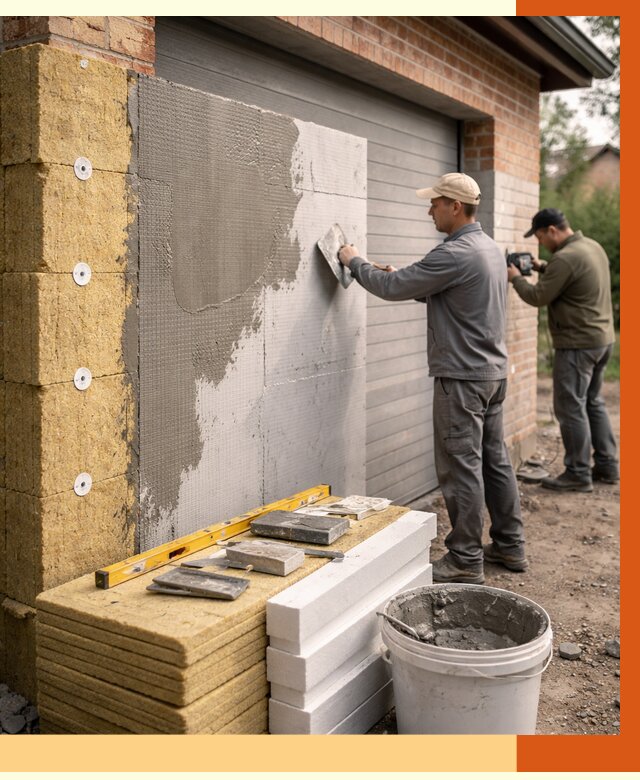 Утепление гаража снаружи в Сафоново от 4304 руб. за м2 — наружное утепление под ключ | ТепломастерСфн